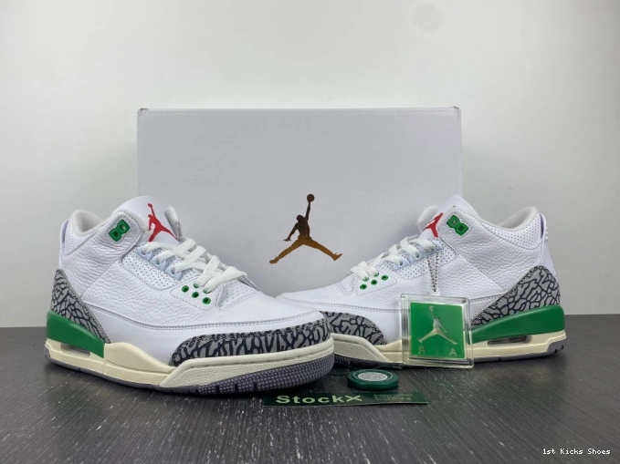1st Kicks Shoes Jordan (W) Retro 3 CK9246-136 Lucky Green 0822